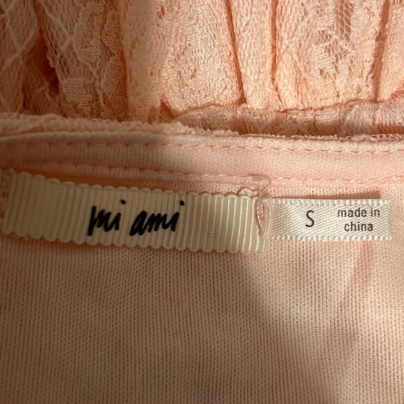 Mi Ami Womens Lace Babydoll Top Sz S Pink Coquette Soft Girl Y2K Romantic Kawaii - Picture 6 of 9